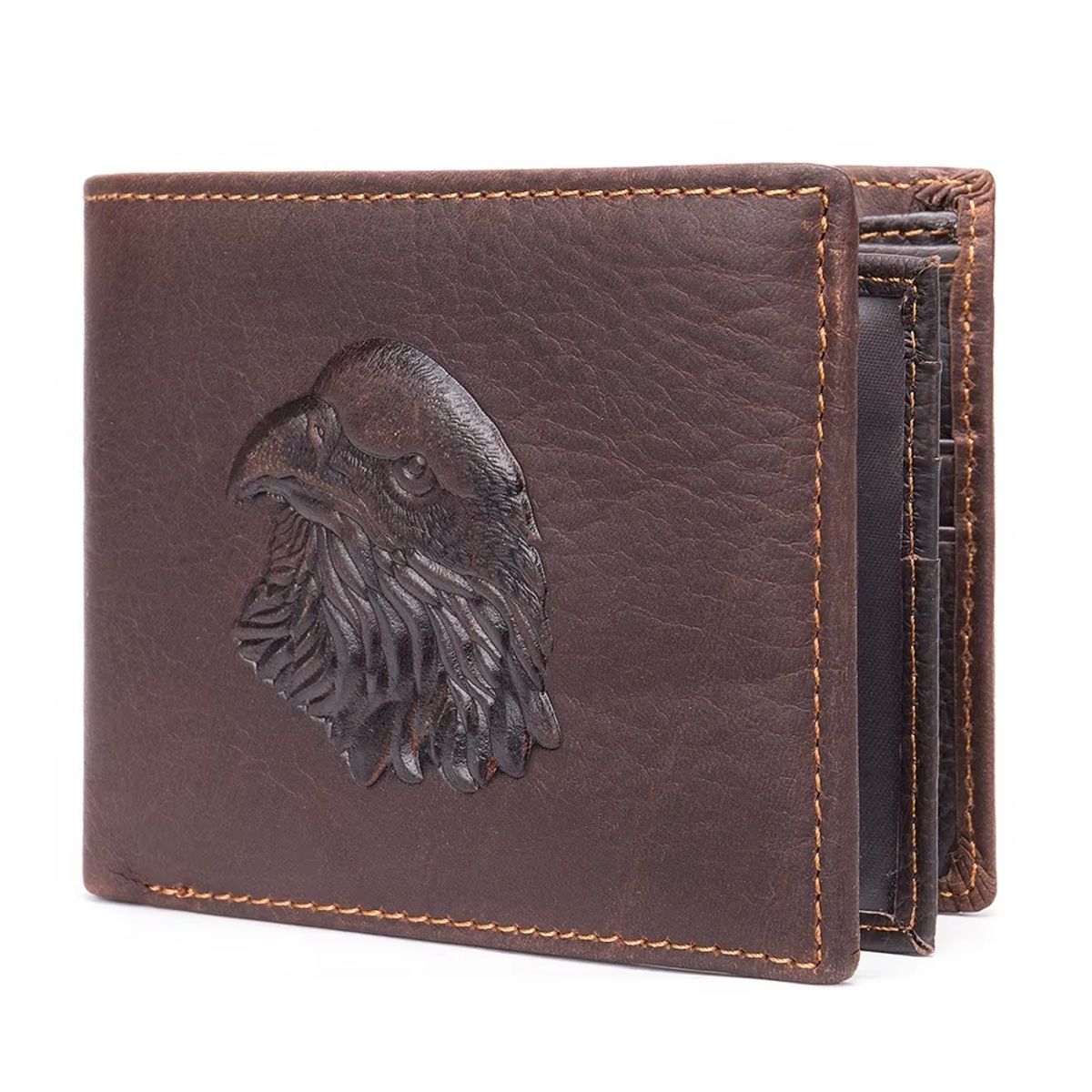GENERICO - Billetera de Cuero Genuino Marron Aguila