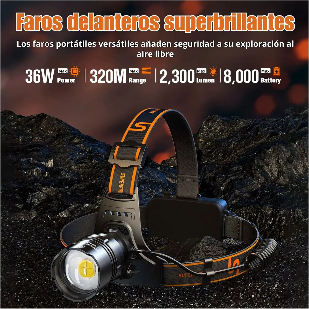 OEM - Linterna de Cabeza 2300LM Superfire HL31 Profesional Recargable