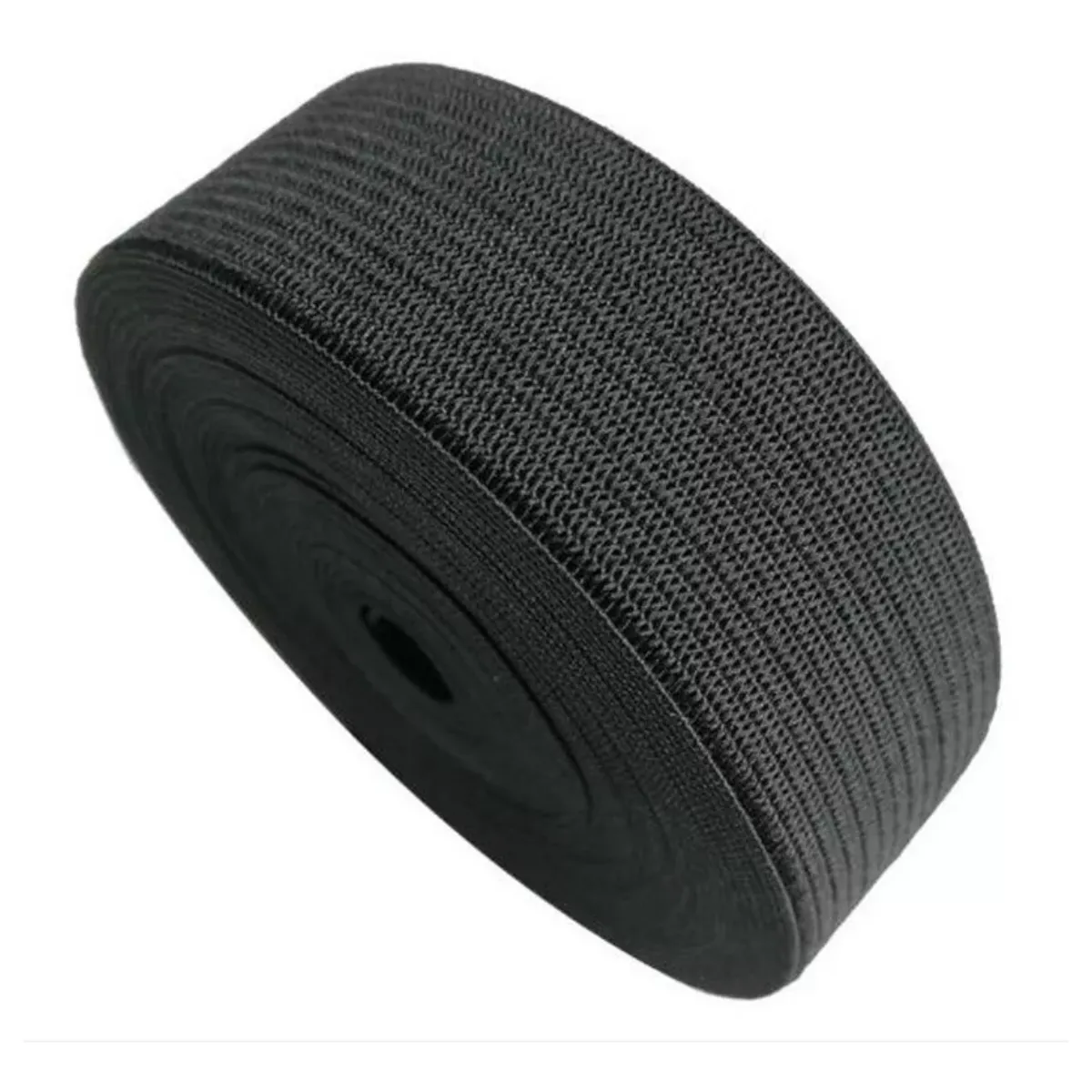GENERICO - Elástico Resorte Poliéster Negro De 5cm X 45 Metros