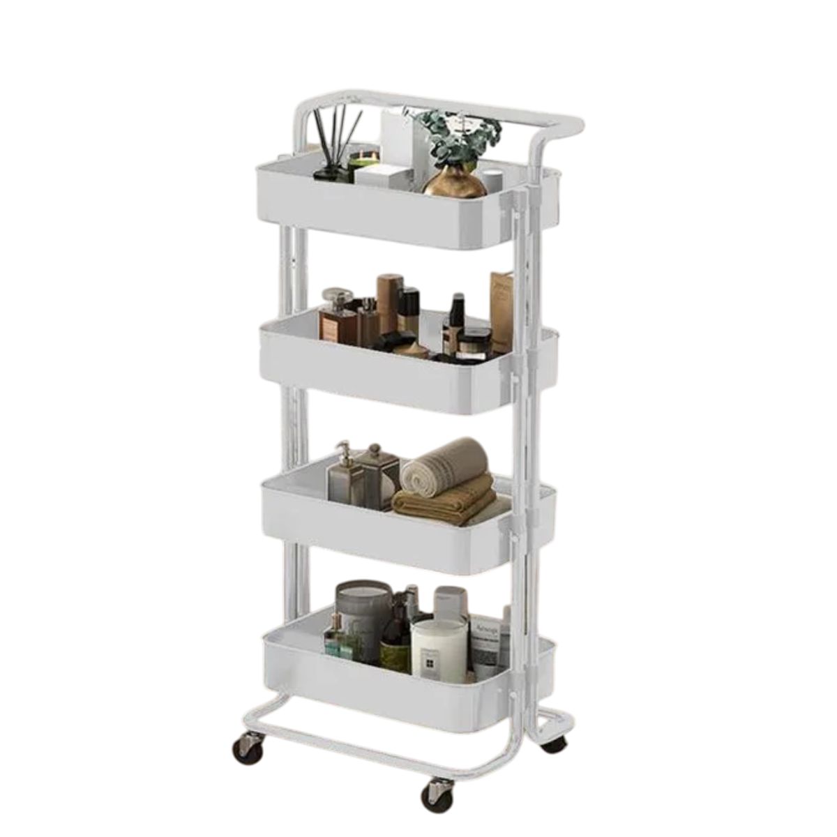 INSPIRA - Estante Organizador Multiusos 4 Niveles Pasamanos con Ruedas