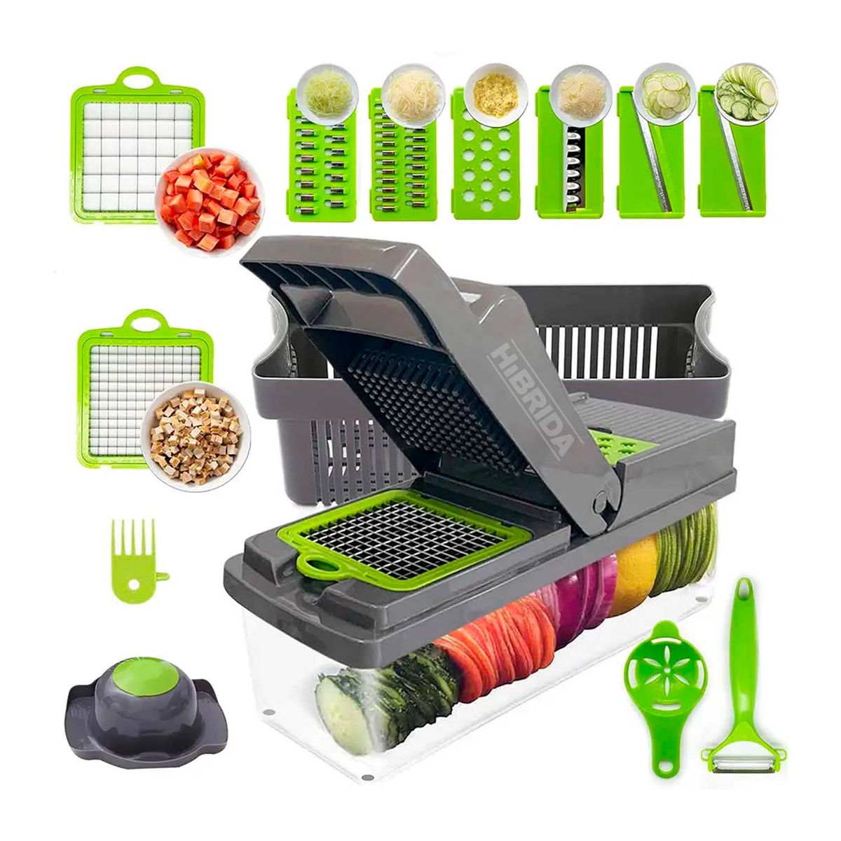 GENERICO - PICADOR DE VERDURAS ALIMENTOS MULTIFUNCIONAL CORTADOR MULTIUSO 12 EN 1