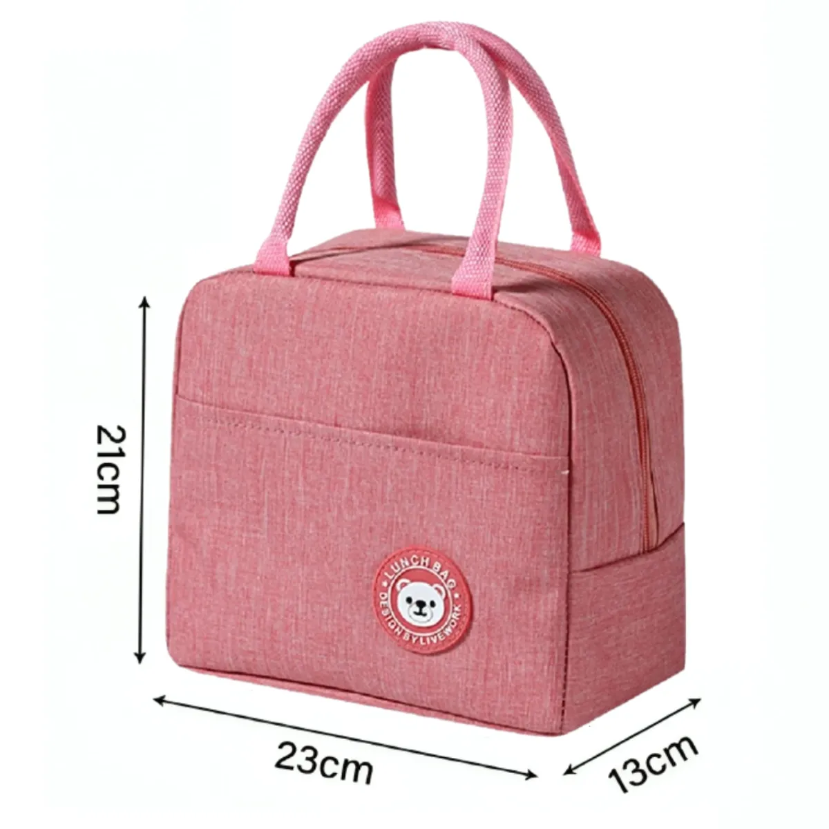 GENERICO - Pack x2 Loncheras Bolsos Para alimentos con diseño liso - Rosa