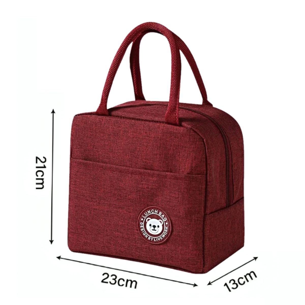 GENERICO - Pack x2 Loncheras Bolsos Para alimentos con diseño liso - Rojo