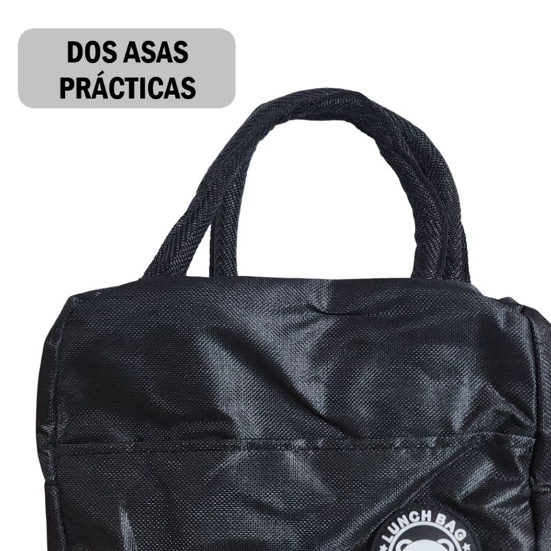 GENERICO - Pack x2 Loncheras Bolsos Para alimentos con diseño liso - Negro