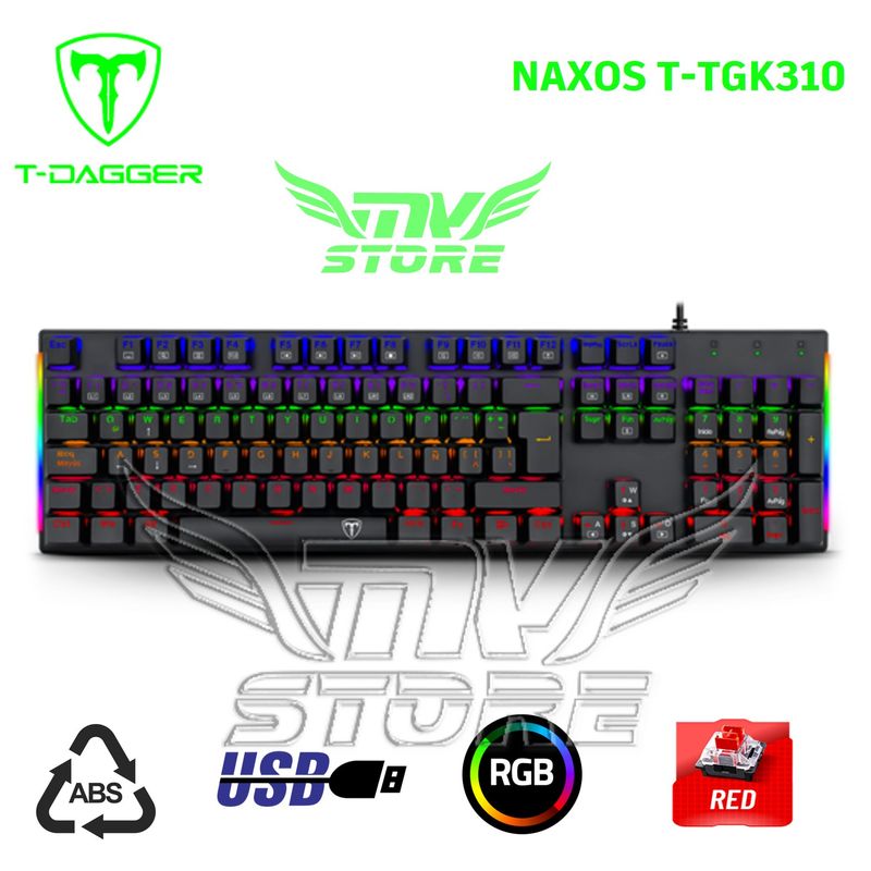 T-DAGGER - Teclado Mecanico T-Dagger Naxos Rainbow T-TGK310 Español Red Switch