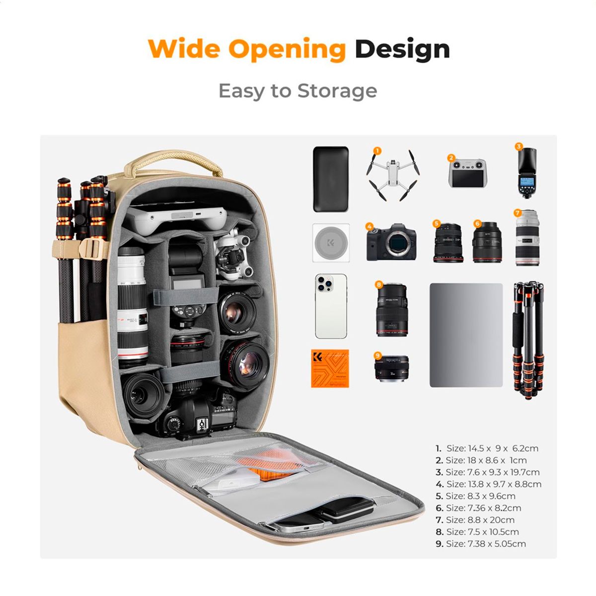 K&F CONCEPT - Mochila K&F Concept  KF13.134v1 Beige