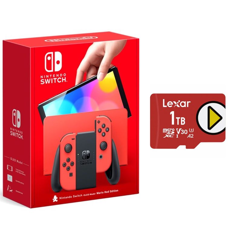 NINTENDO - Consola Nintendo Switch Oled Mario Red Rojo + Micro SD 1TB