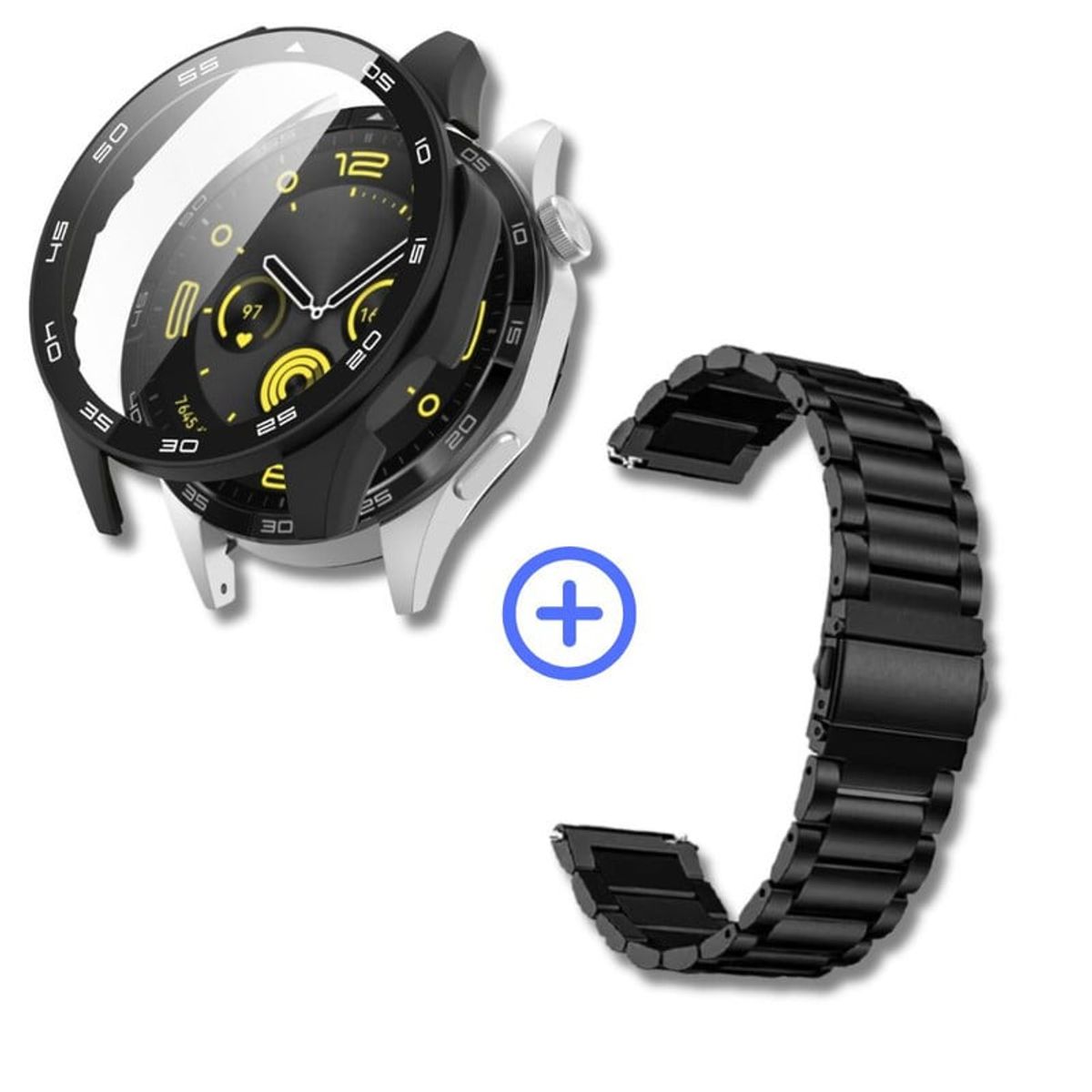 GENERICO - Pack case protector + correa negro para Huawei watch GT3 SE