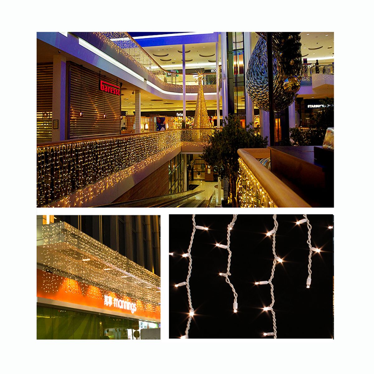 GENERICO - Cascada Navideña luces 400 Led de 10 Metros en Amarillo