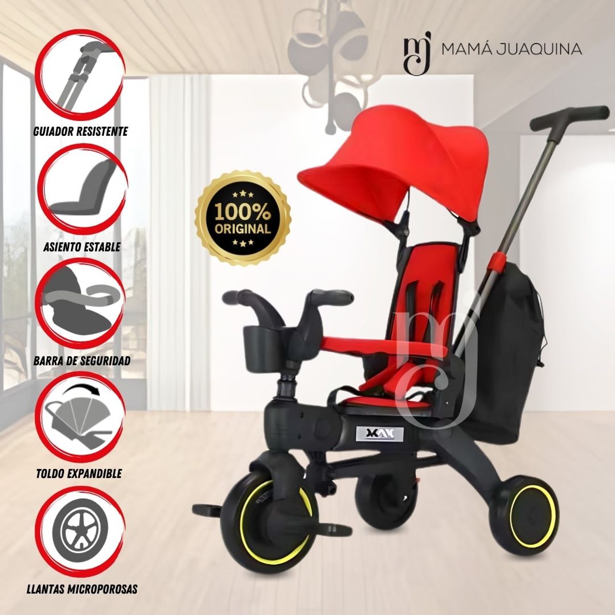 BEAUTIFUL - Triciclo Guiador para Niños «DATRION» Red