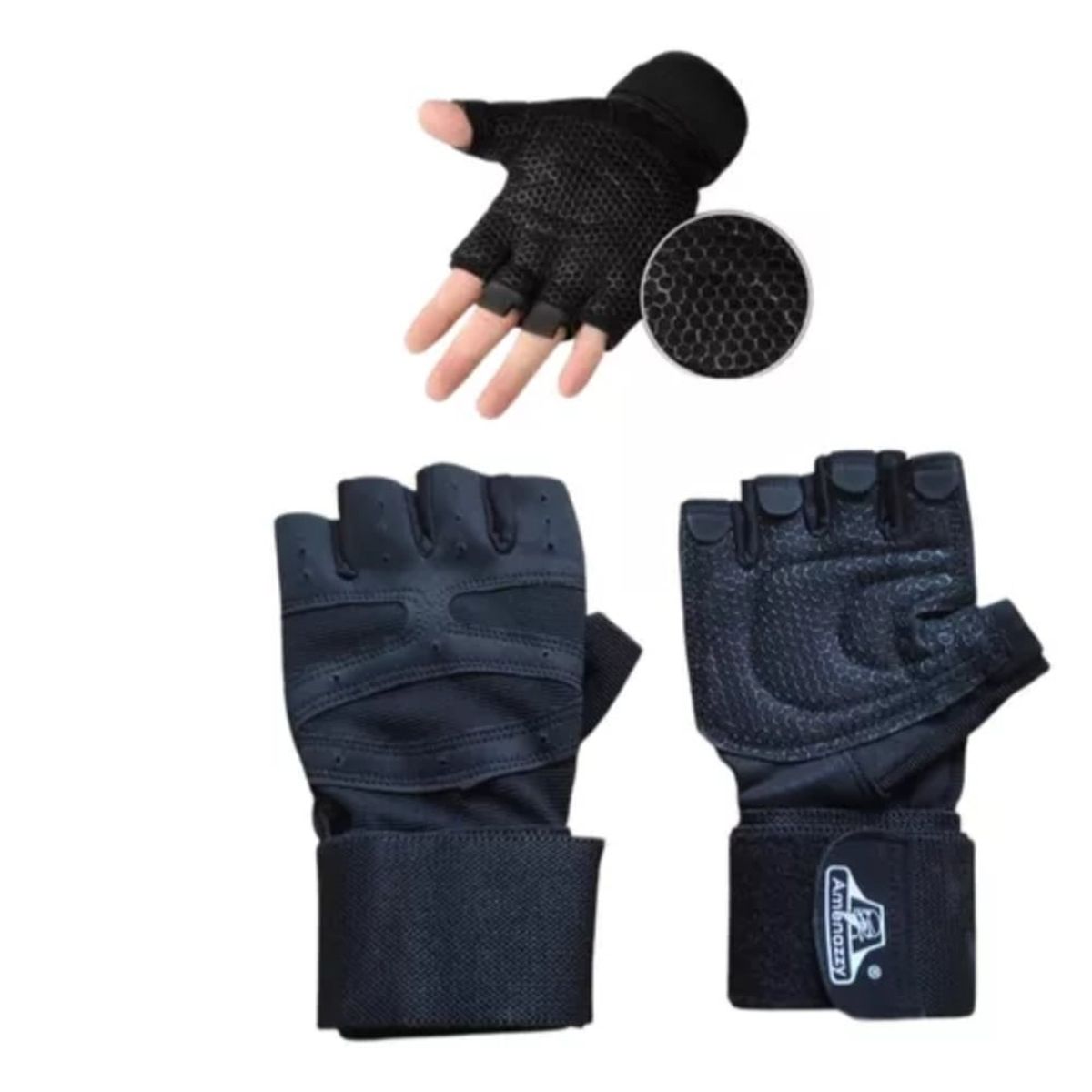 GENERICO - Guantes Deportivos para Pesas gym con Muñequera Talla M