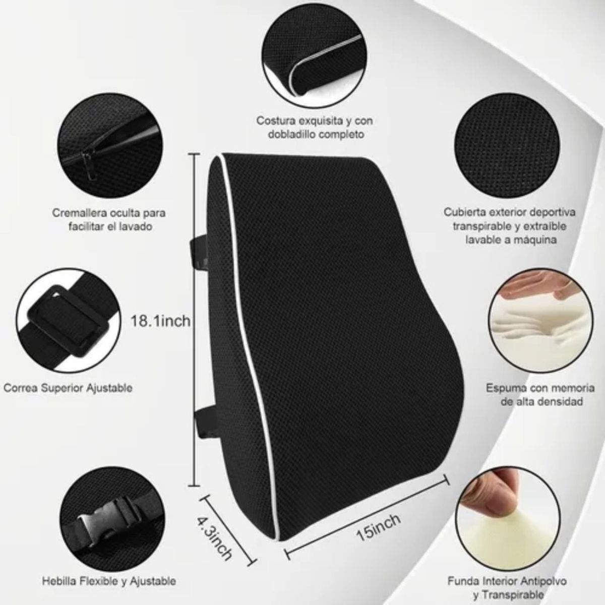 GENERICO - Cojín lumbar - N100 NEGRO