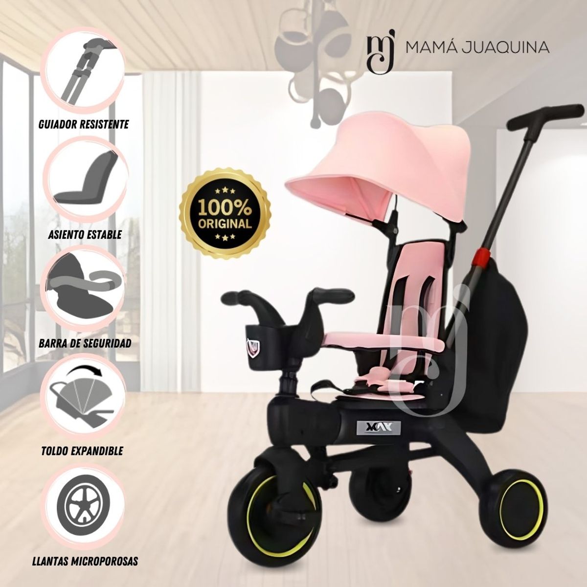 BEAUTIFUL - Triciclo Guiador para Niños «DATRION» Pink