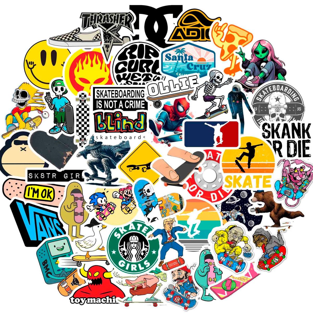GENERICO - Sticker Skate pack 50 piezas resistente al agua