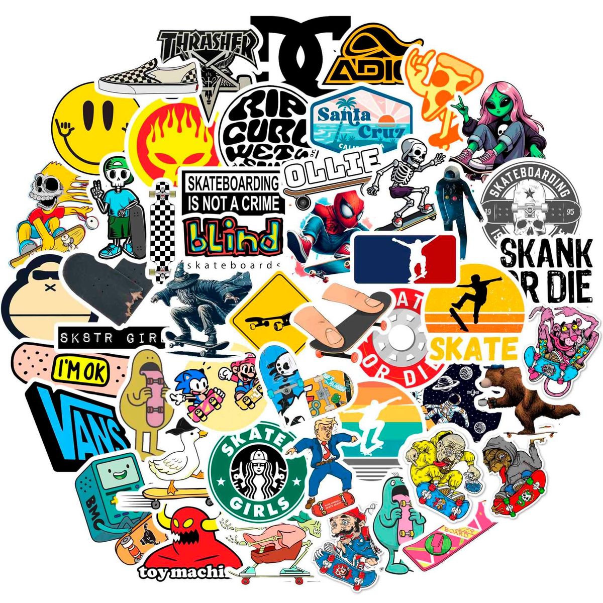 GENERICO - Sticker Skate pack 50 piezas resistente al agua