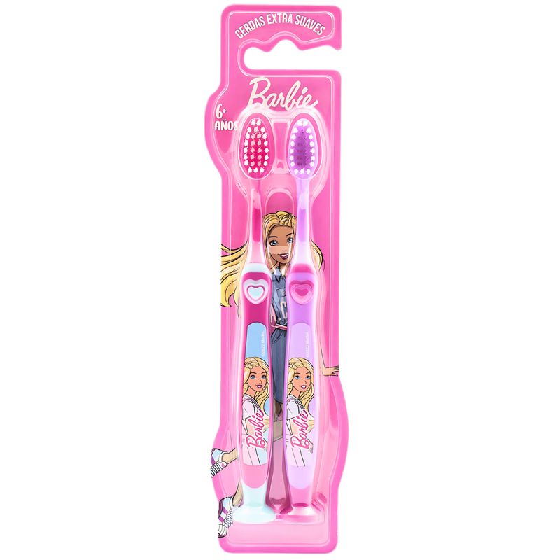 BARBIE - Pack 2 Cepillos de Dientes BARBIE +6 años Base Adherente