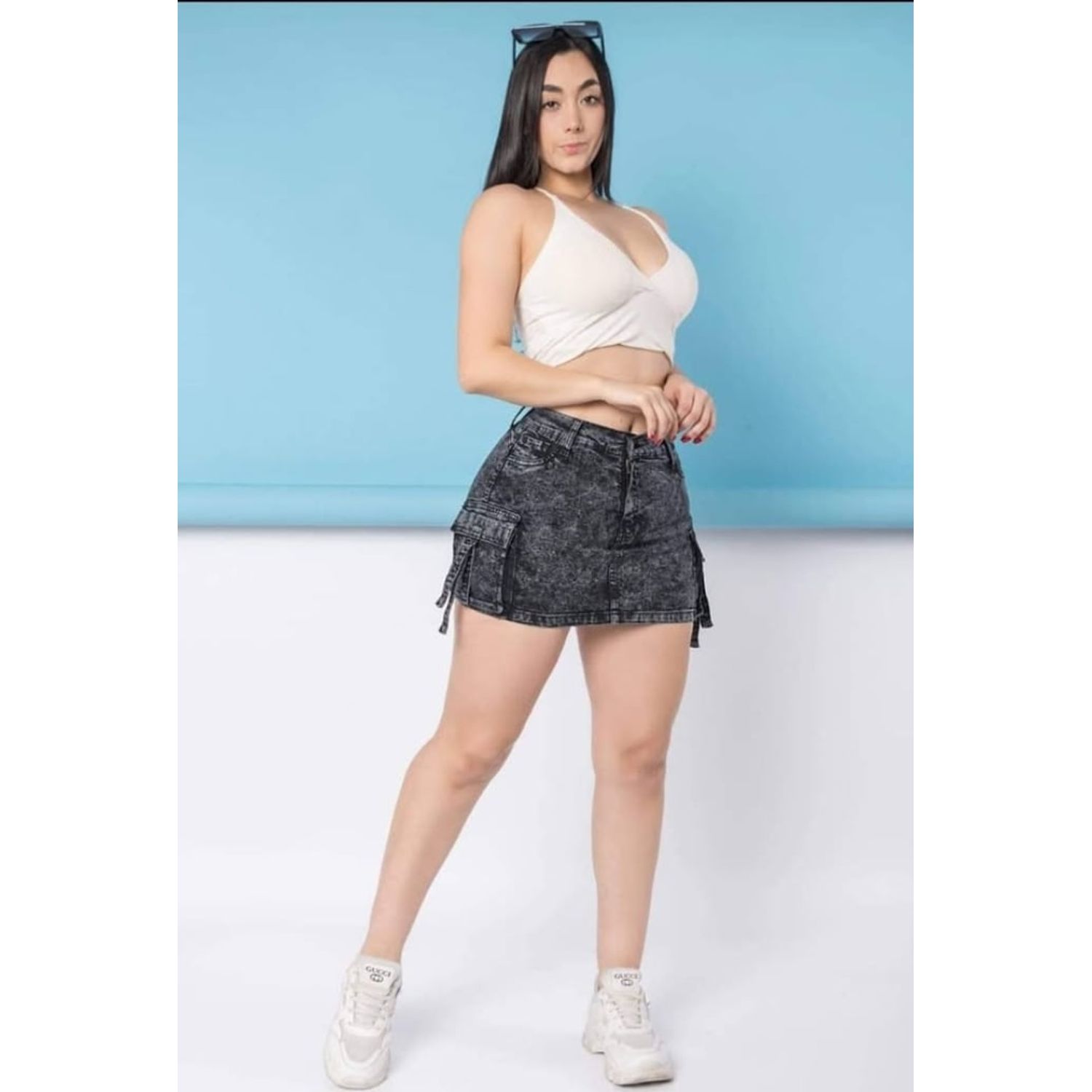 HOT Moda Falda Short Jean Para Mujer Falda Short Cargo Jean