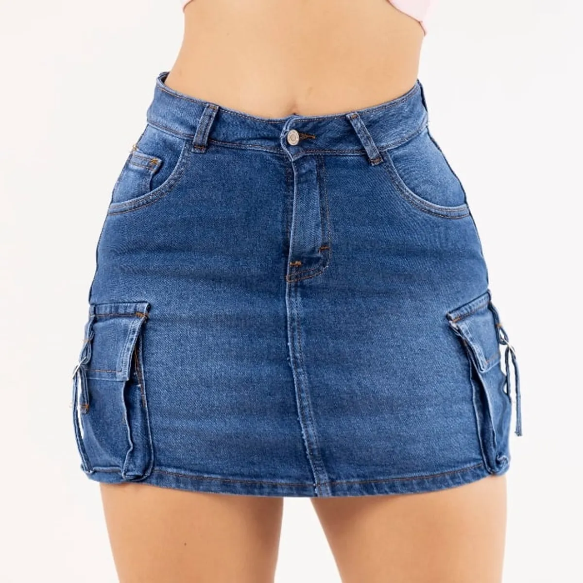 GENERICO - falda short cargo jean para mujer