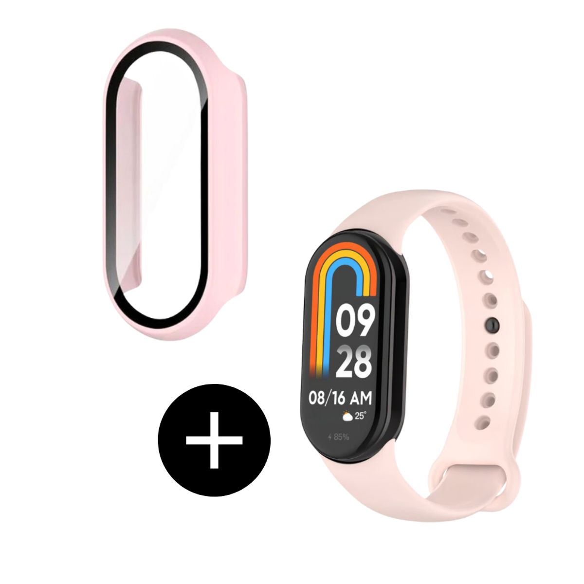 GENERICO - pack correa rosa + case bumper rosa para MI band 8