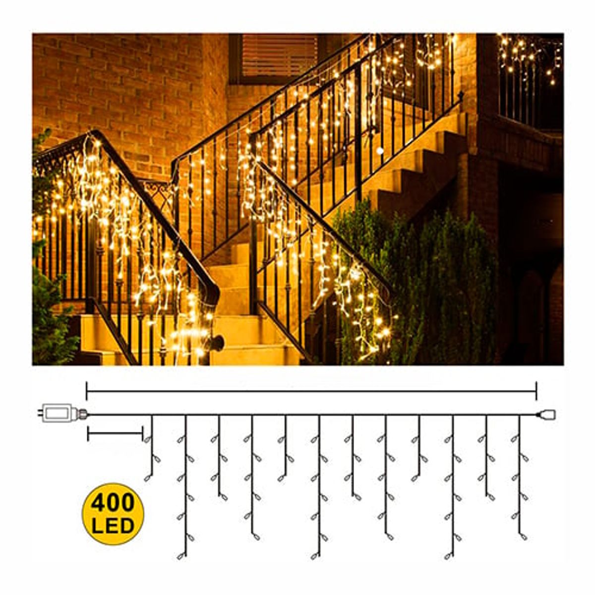 GENERICO - LUCES CASCADAS 200 LED NAVIDEÑAS 5 METROS