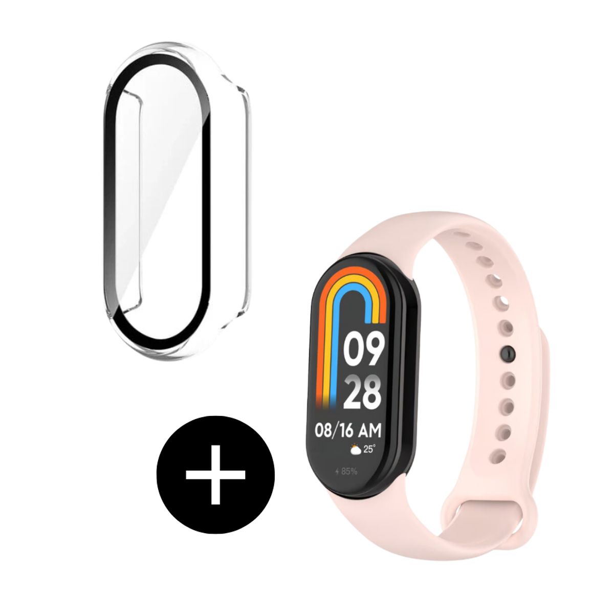 GENERICO - pack correa rosa + case bumper para MI band 8