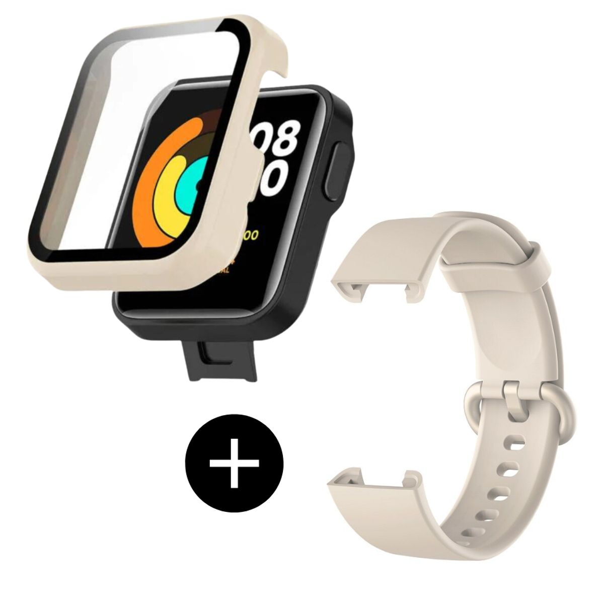 GENERICO - pack correa beige + case bumper beige para Watch 2 Lite