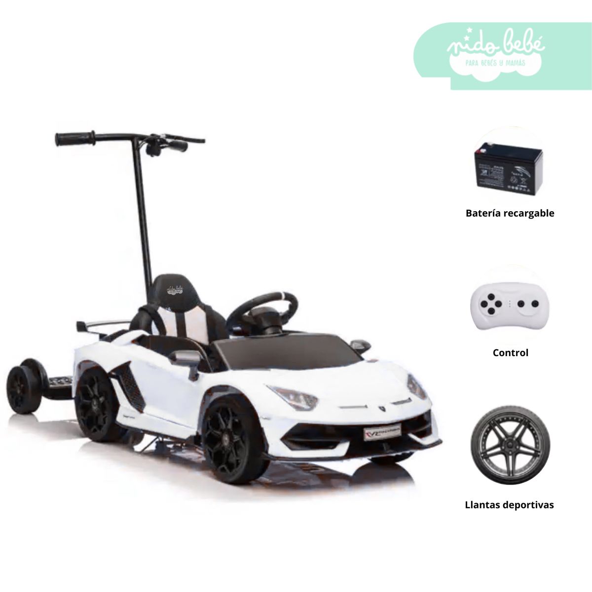 GENERICO - Carro a Batería súper Lamborghini blanco