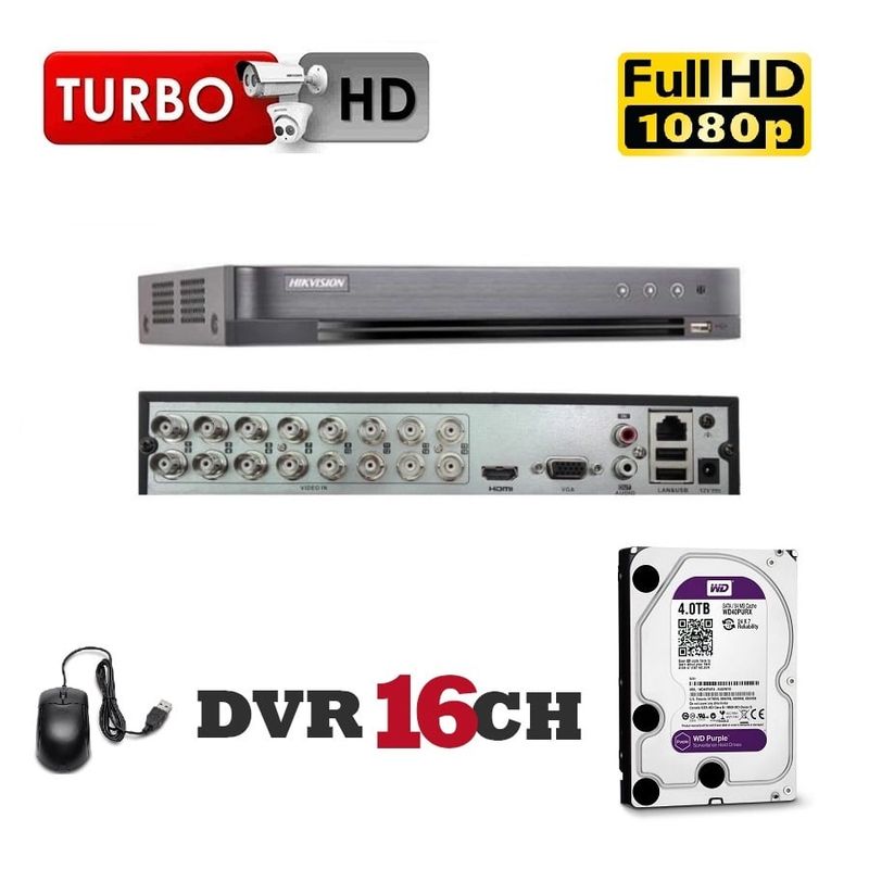 HIKVISION - Grabador DVR 16CH 720P 1080p Lite con AUDIO Hikvision  4TB