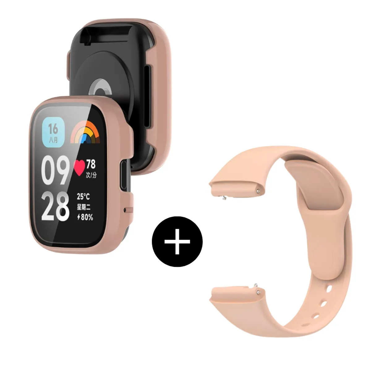 GENERICO - pack correa rosa + case bumper rosa para Watch 3 Lite