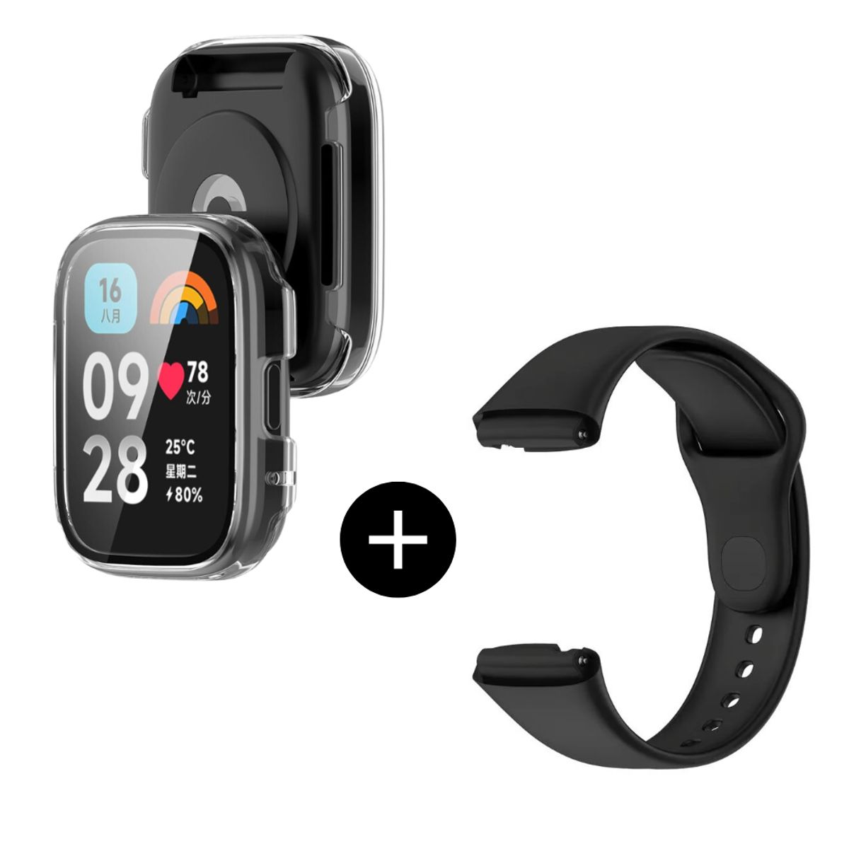 GENERICO - pack correa negro + case bumper para Watch 3 Lite