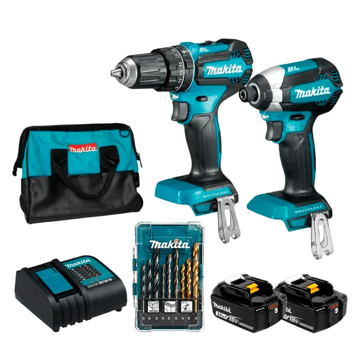 MAKITA - Taladro 1/2''+ Atornillador 1/4’’ Inc 2 Bat y Carg Makita DLX2283S