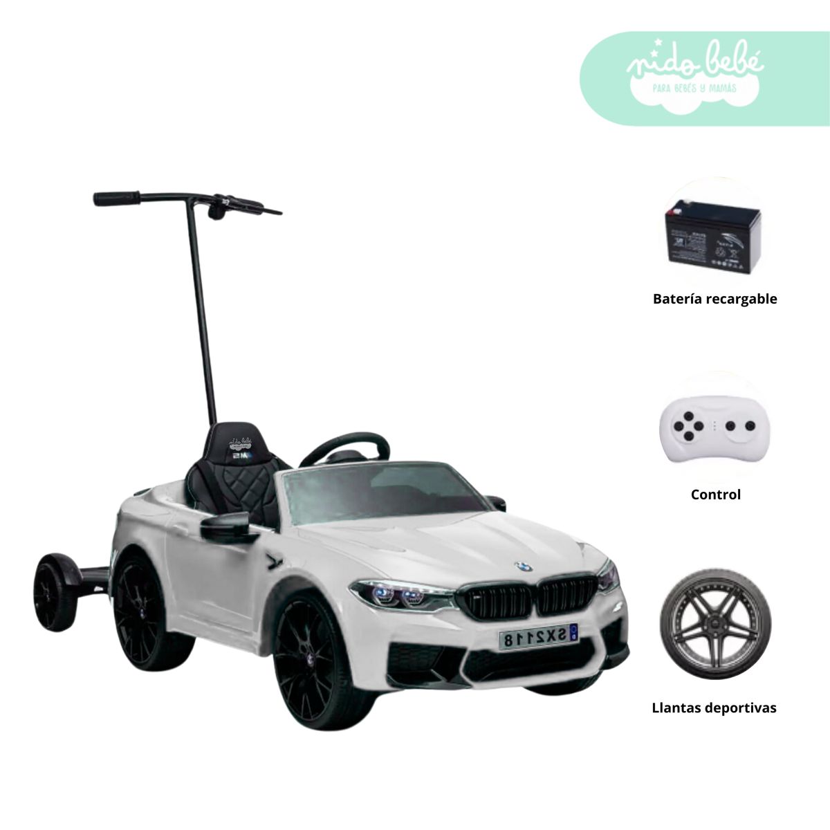 GENERICO - Carro a Batería para Niño y Adulto BMW Space White