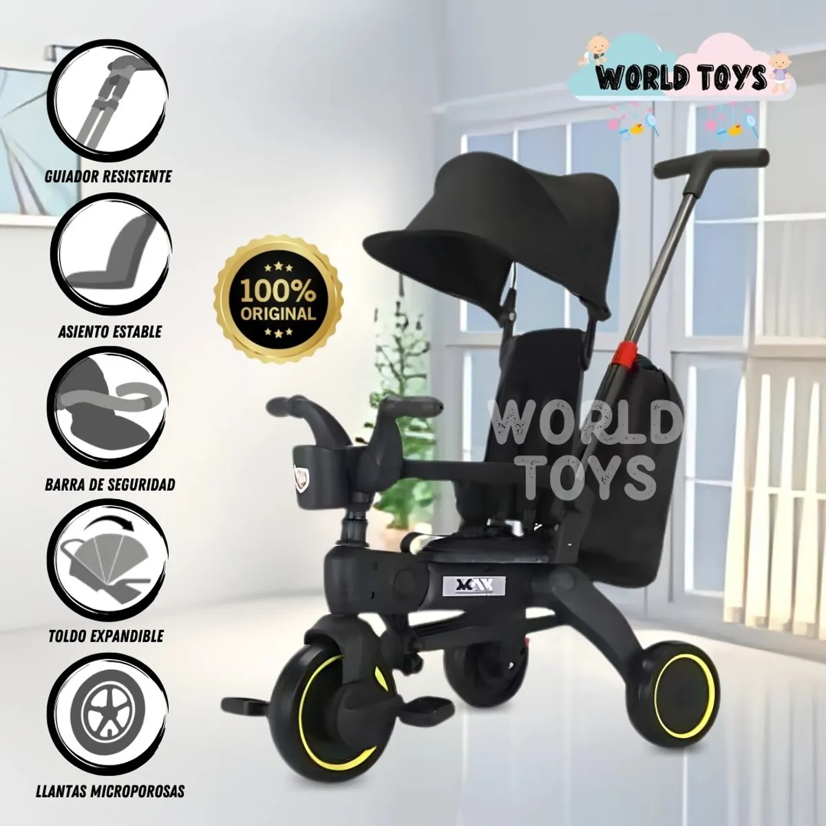 BEAUTIFUL - Triciclo Guiador para Niños «DATRION» Black