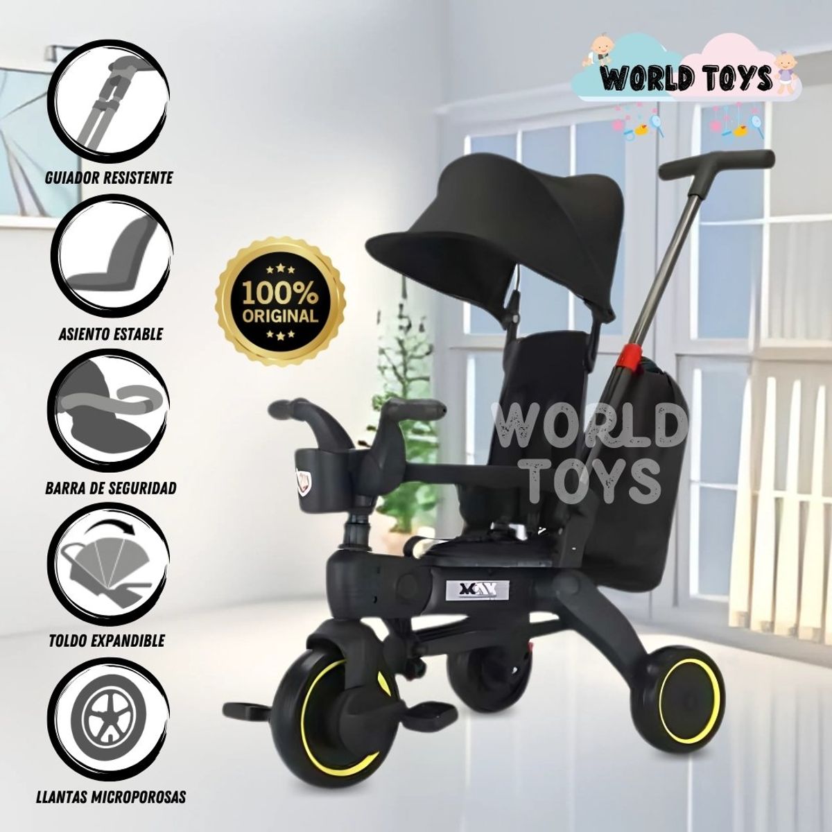BEAUTIFUL - Triciclo Guiador para Niños «DATRION» Black