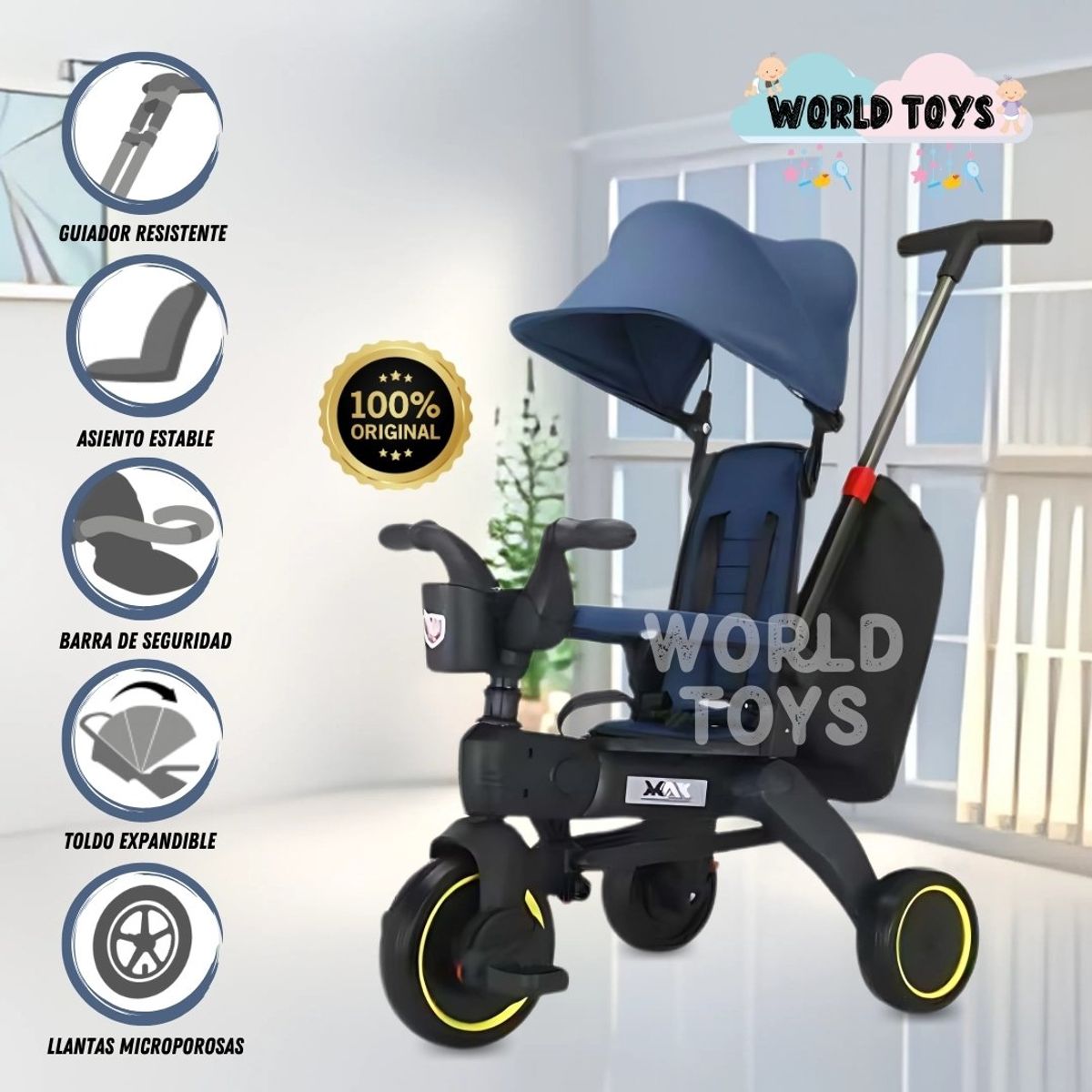 BEAUTIFUL - Triciclo Guiador para Niños «DATRION» Blue