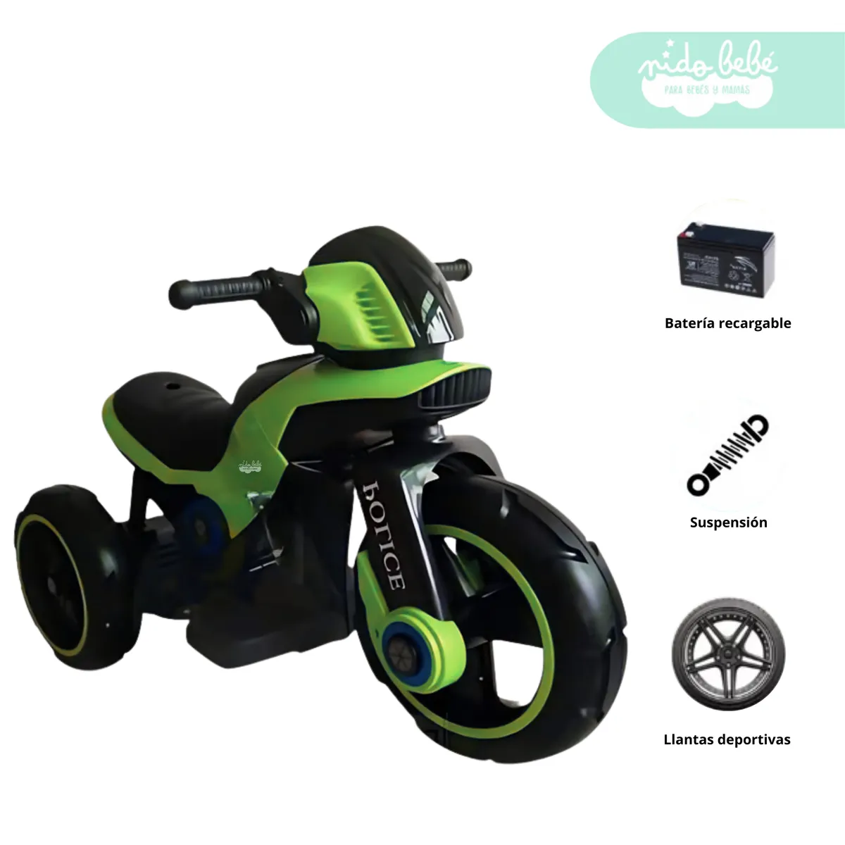 GENERICO - Trimoto a Batería para niño Street Verde