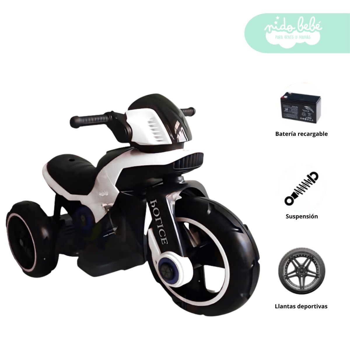 GENERICO - Trimoto a Batería para niño Street Blanca