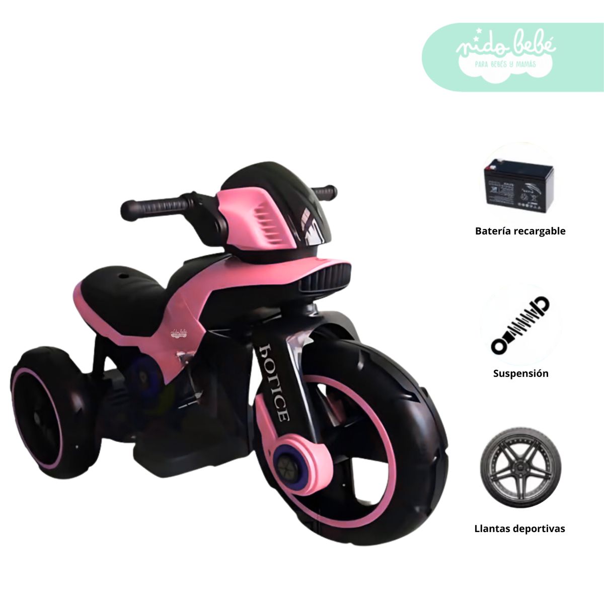 GENERICO - Trimoto a Batería para niño Street Rosa