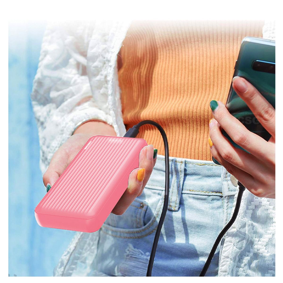 CAFINI - Powerbank Pórtatil de 6000 mAH - Rosa