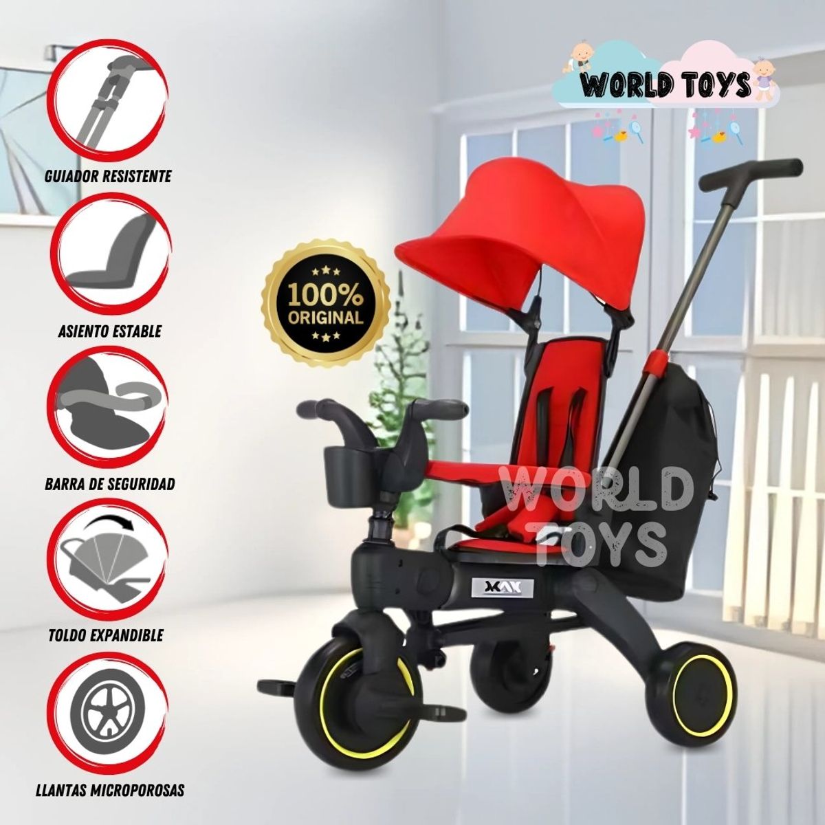 BEAUTIFUL - Triciclo Guiador para Niños «DATRION» Red