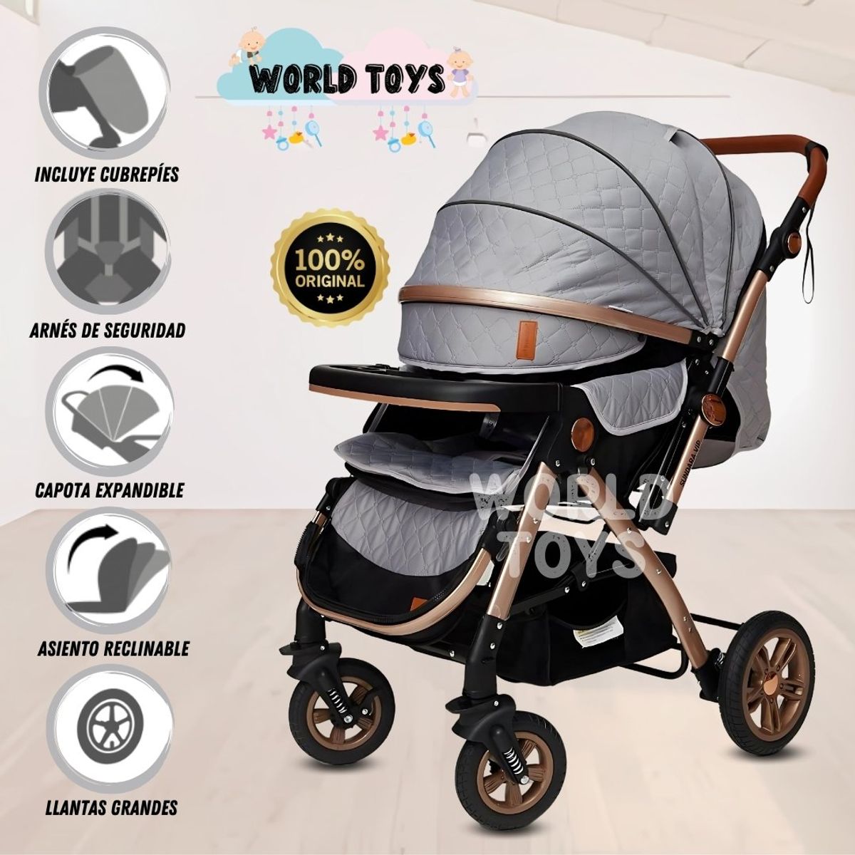 BABY - Coche Cuna De Lujo «SUNDAY DREAMS» Gray