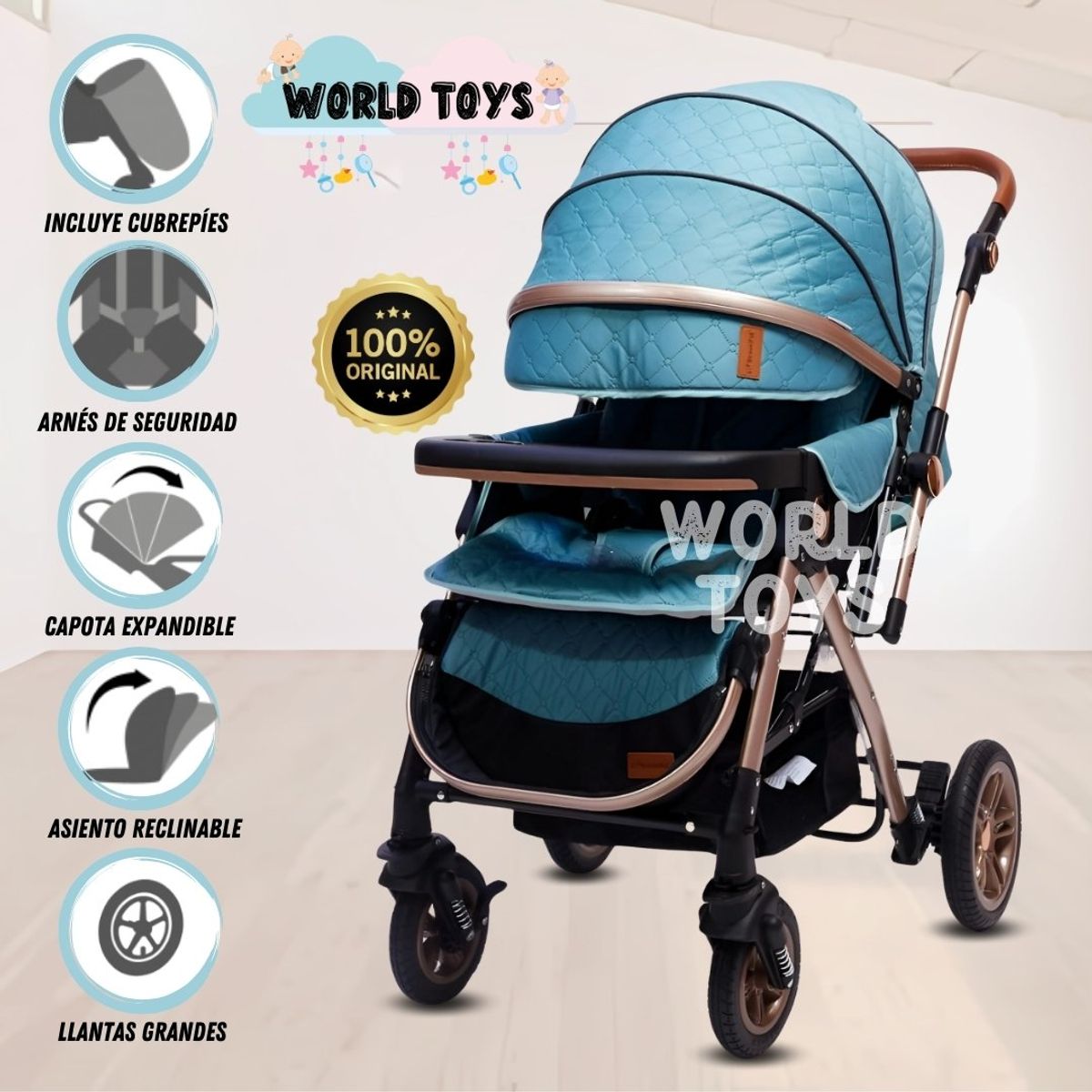 BABY - Coche Cuna De Lujo «SUNDAY DREAMS» Sky Blue