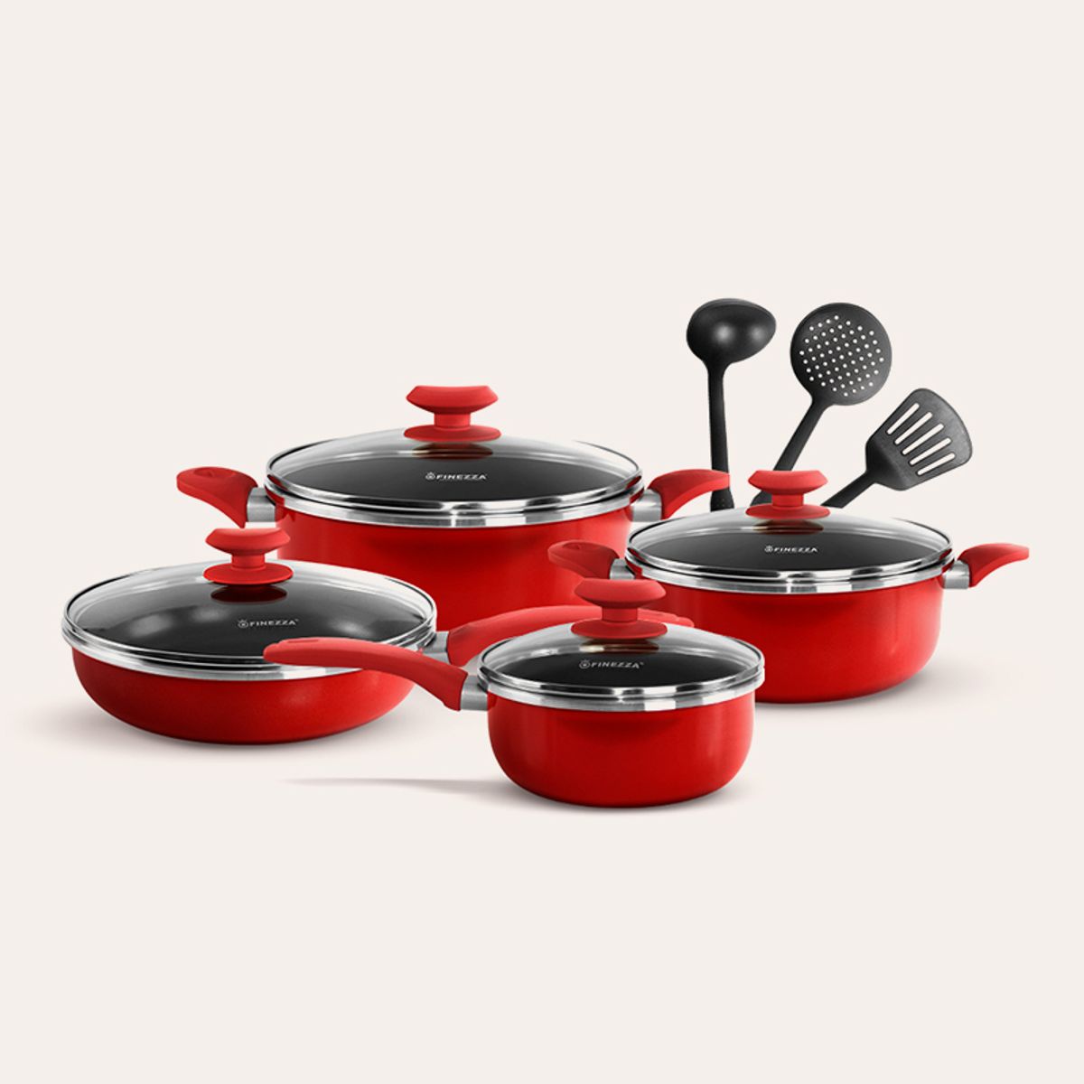 FINEZZA - Juego de ollas antiadherentes de 11 piezas