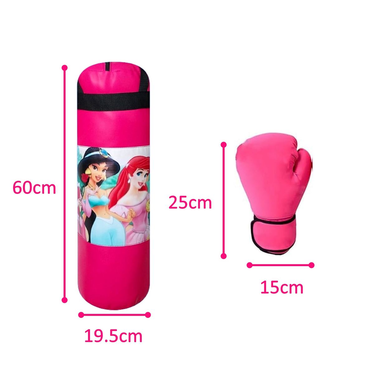 GENERICO - SACO DE BOX INFANTIL CON PAR DE GUANTES ROSADO MAS RELLENO