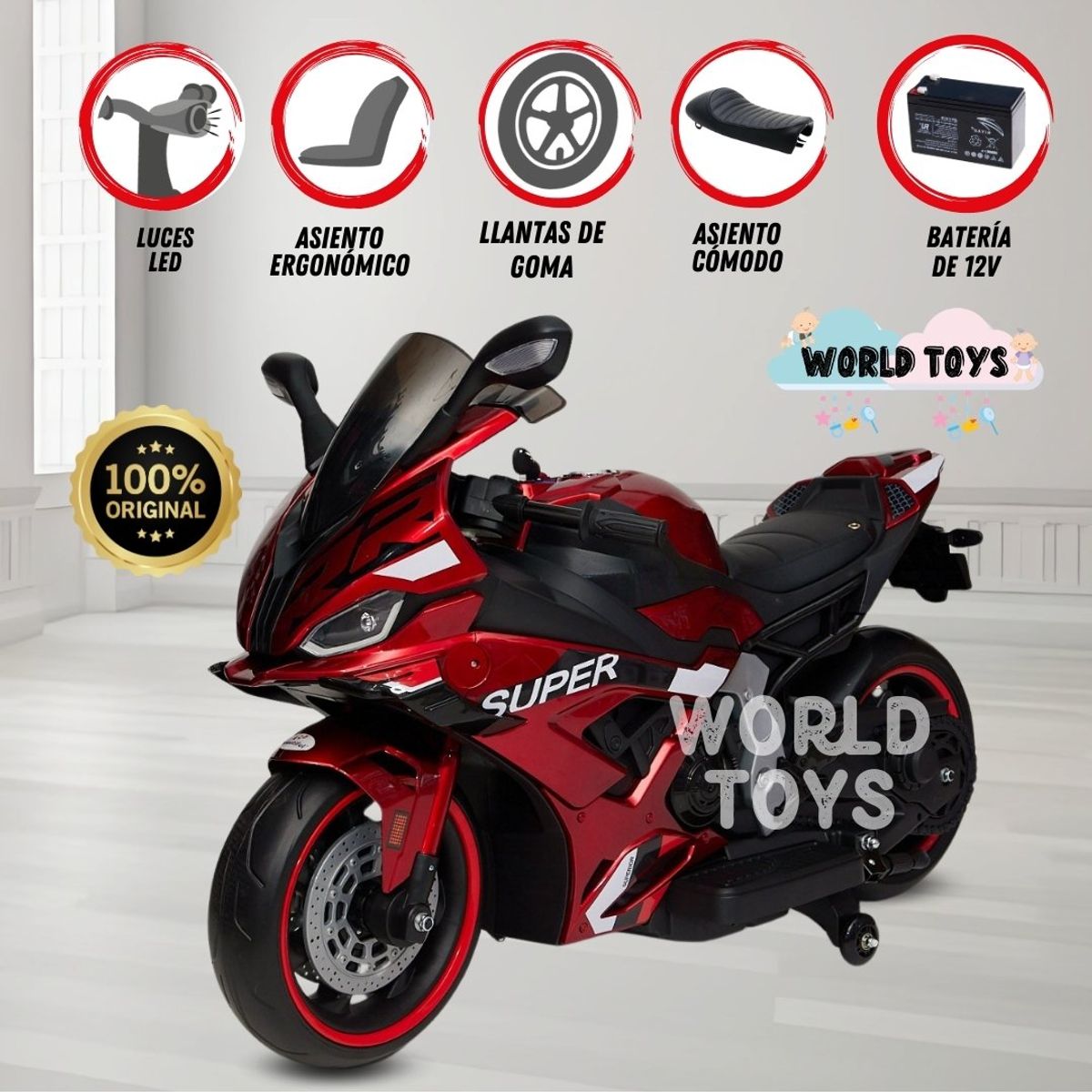 CONFORT - Moto a Batería Musical «SUPER RUNNER» Red