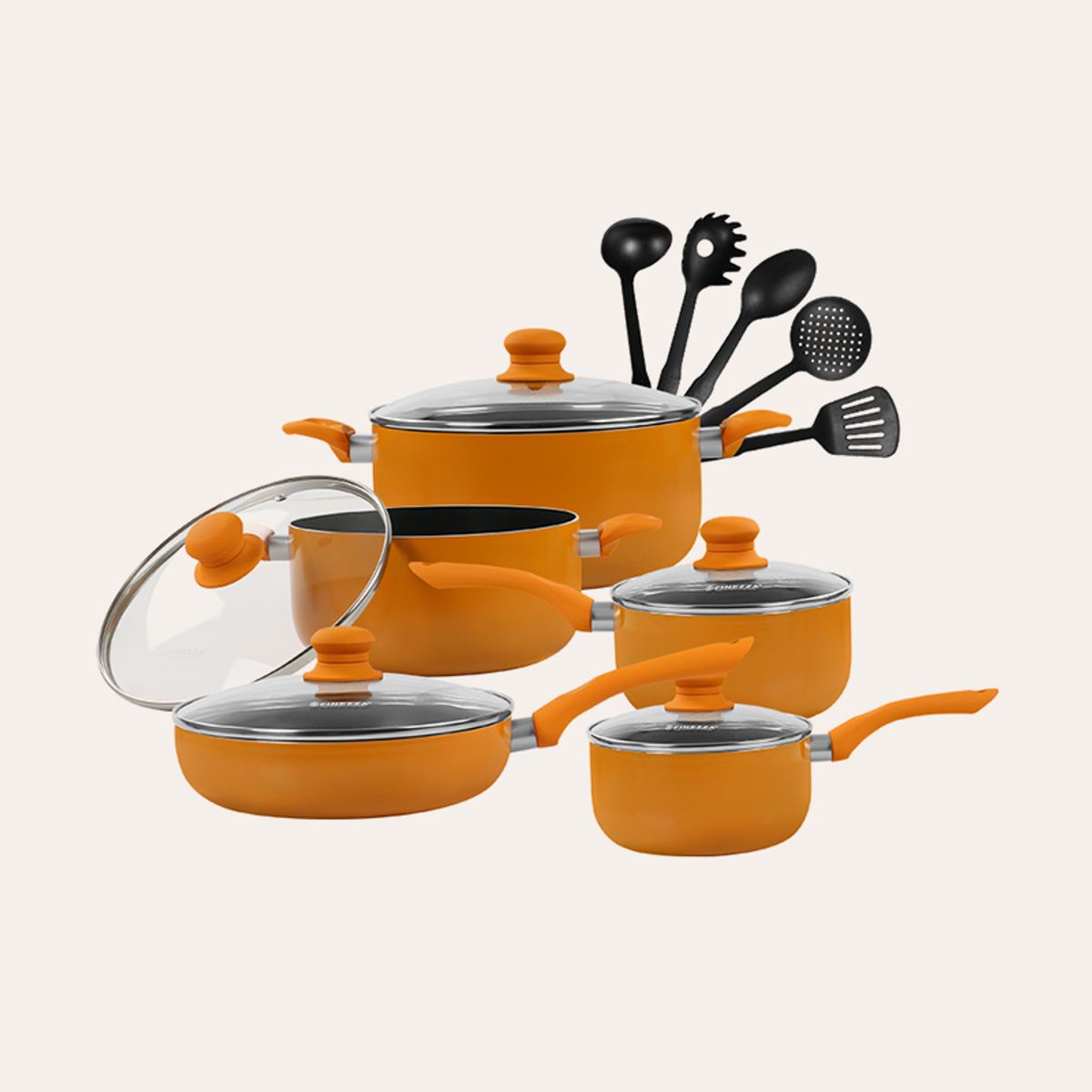 FINEZZA - Juego de ollas antiadherentes de 15 piezas