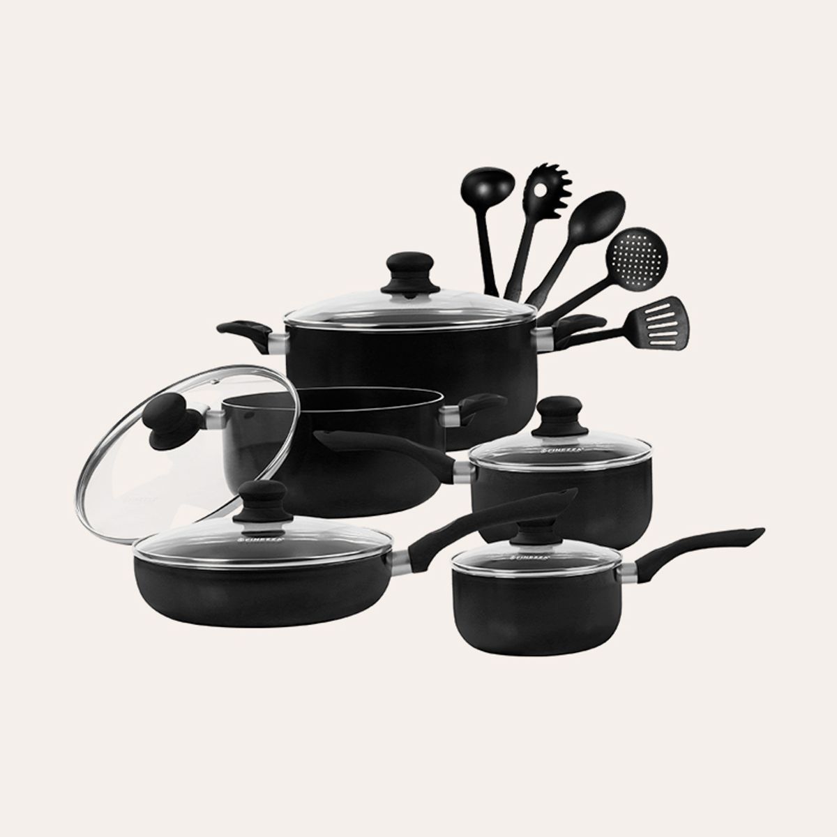 FINEZZA - Juego de ollas antiadherentes de 15 piezas