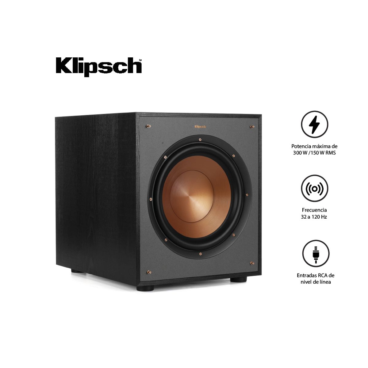 KLIPSCH - Parlante Klipsch Subwoofer R-100sw Potencia 300va  Negro