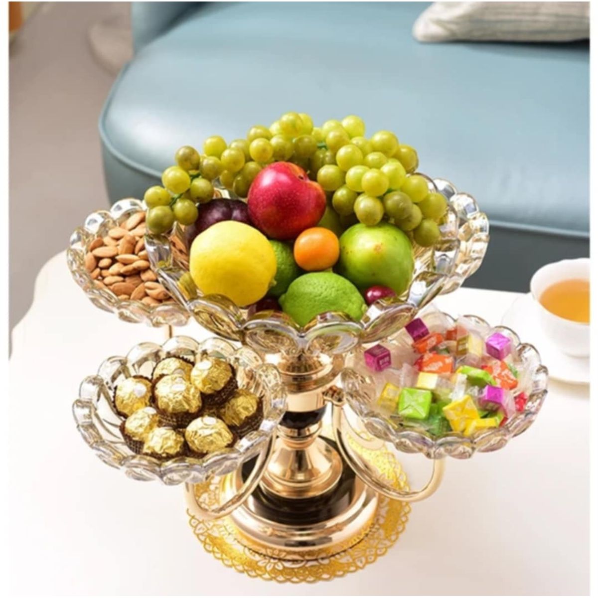 GENERICO - Bandeja de Frutas Frutero de Bocaditos Ornamental Giratorio Hogar Mesa