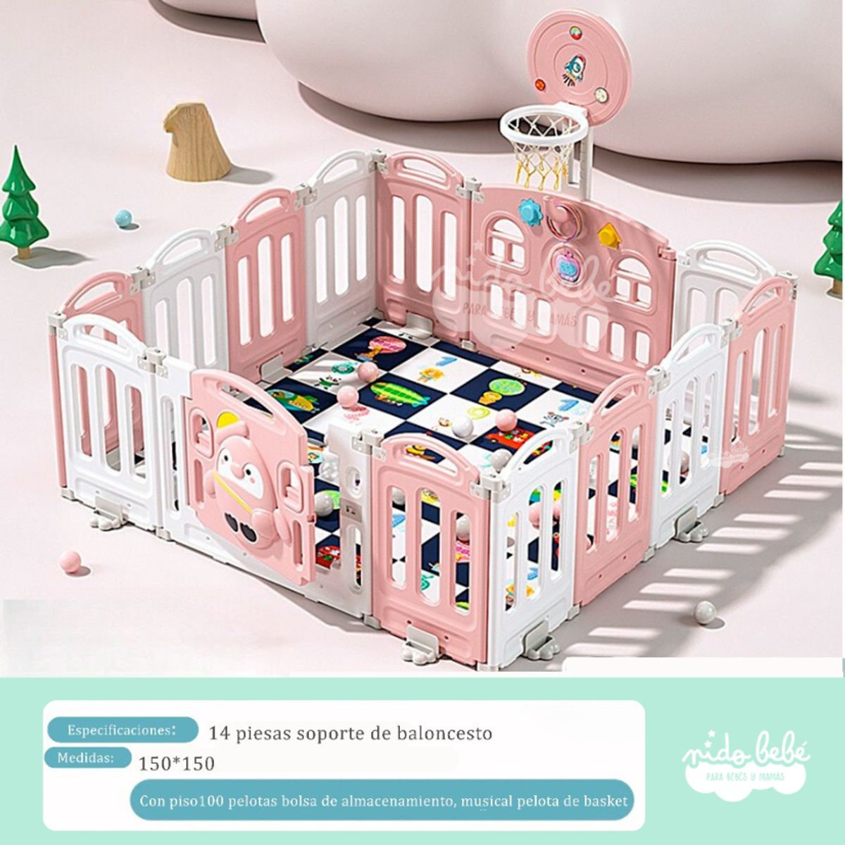 GENERICO - CERCO PLEGABLE INFANTIL MODELO PINGUINO Niña